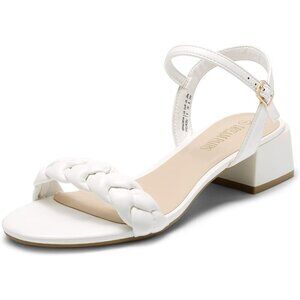 Women's Low Heels Women Braided Open Toe Ankle Strap Block Chunky Heel Sandals